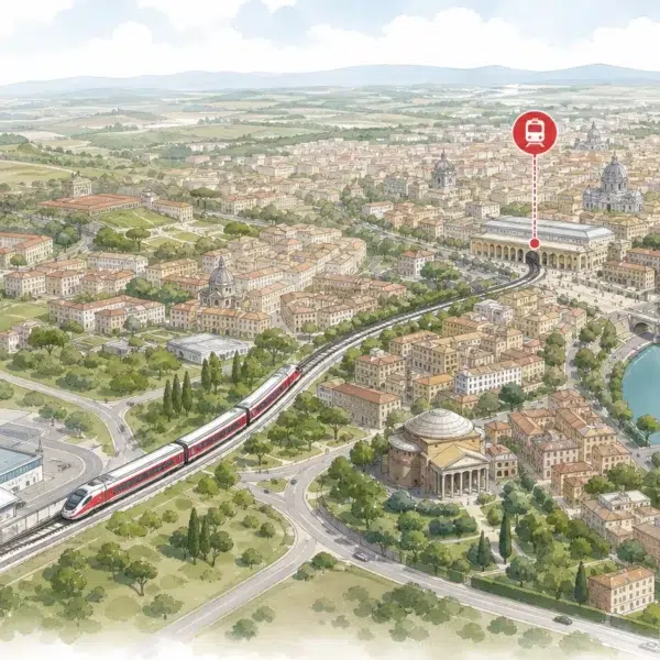 Illustration d’un transfert entre un aéroport de Rome et le centre-ville